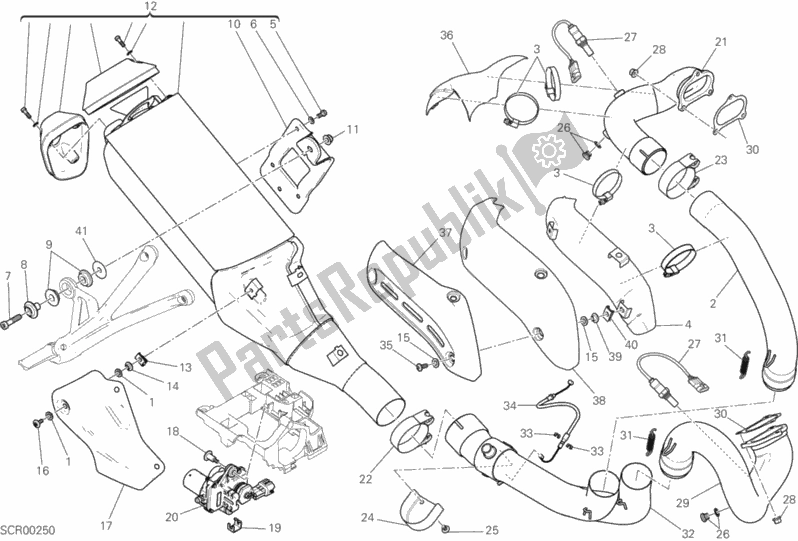 Tutte le parti per il Impianto Di Scarico del Ducati Monster 1200 USA 2017